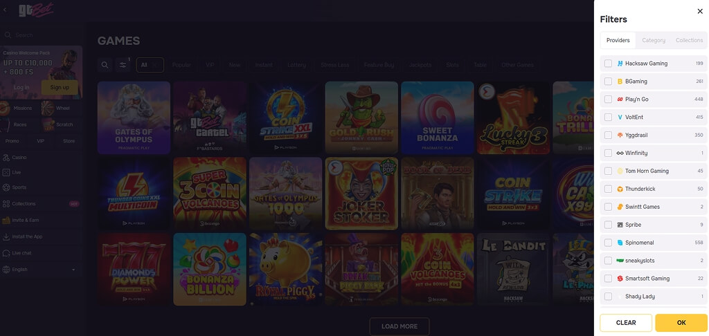 GtBet Casino Game Providers